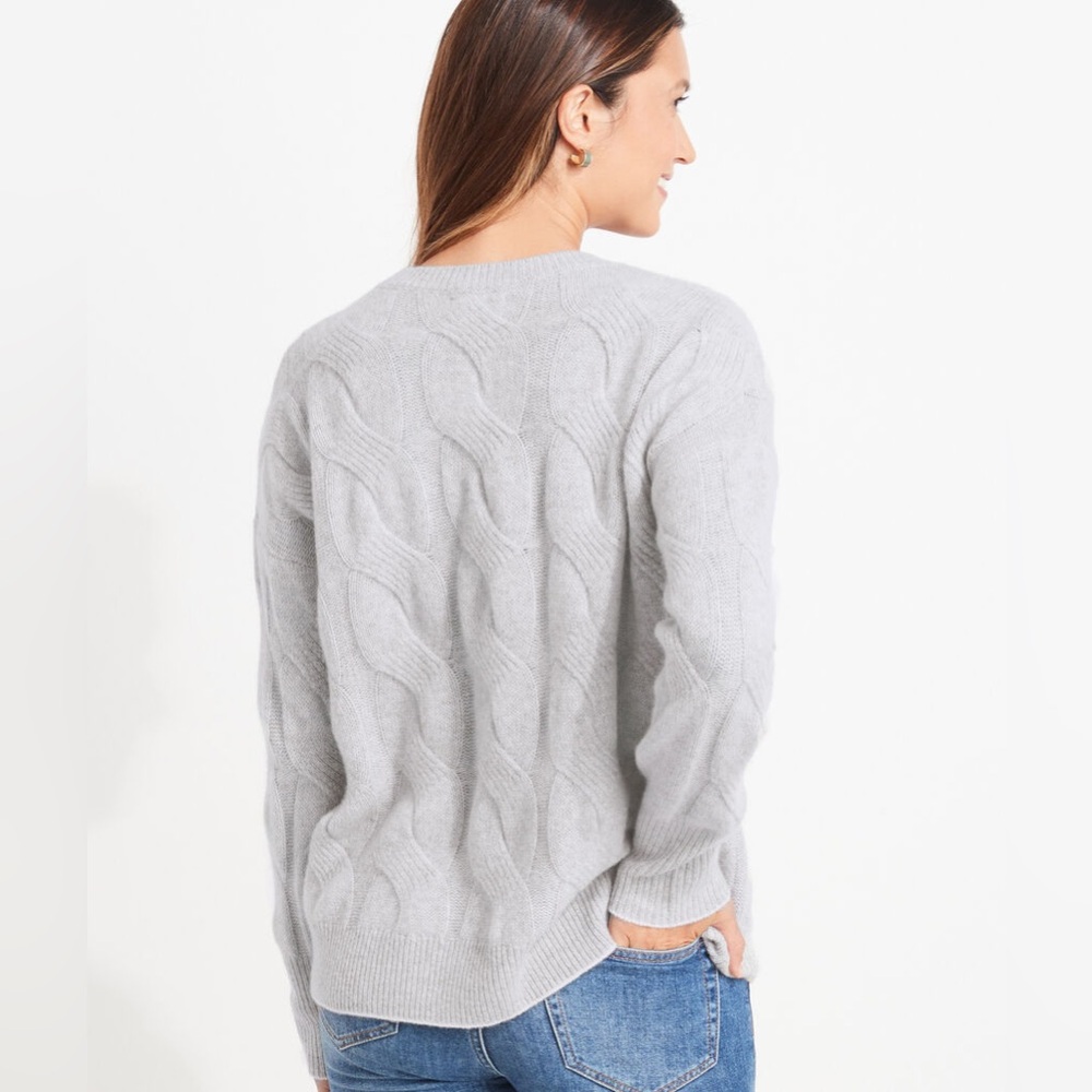 NWT Vineyard Vines {Navy} Seaspun Cashmere Cable-Knit Crewneck Sweater - Picture 3 of 7